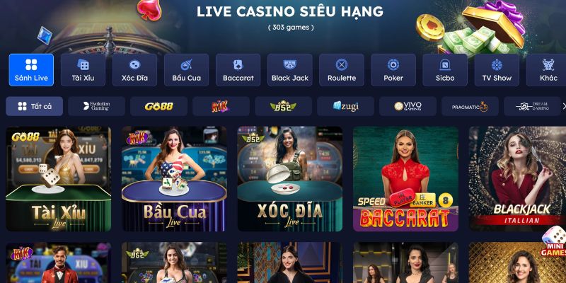 Đa dạng trò chơi hấp dẫn bậc nhất tại sảnh Casino DA88